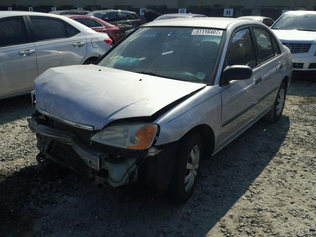 1HGES16372L075661 - 2002 HONDA CIVIC DX SILVER photo 2