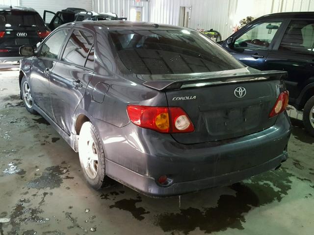 2T1BE40E39C026835 - 2009 TOYOTA COROLLA XR CHARCOAL photo 3