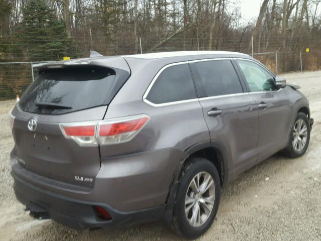 5TDJKRFH1FS080074 - 2015 TOYOTA HIGHLANDER GRAY photo 4