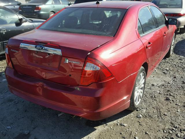 3FADP0L37BR308522 - 2011 FORD FUSION HYB RED photo 4