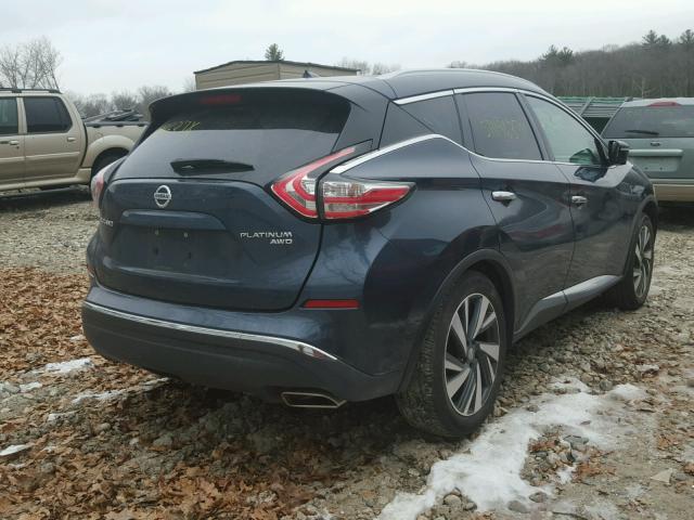 5N1AZ2MH9FN259406 - 2015 NISSAN MURANO S BLUE photo 4