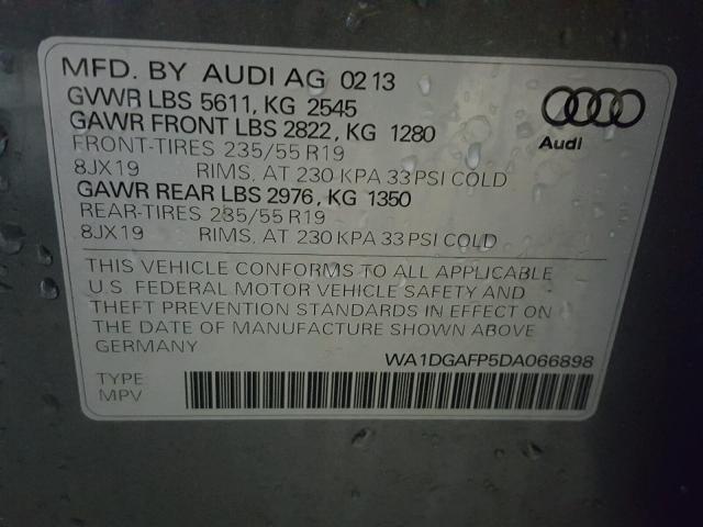 WA1DGAFP5DA066898 - 2013 AUDI Q5 PREMIUM GRAY photo 10