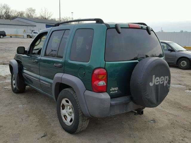 1J4GL48K24W195535 - 2004 JEEP LIBERTY SP GREEN photo 3