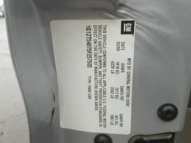 1G1ZT54875F257505 - 2005 CHEVROLET MALIBU LS 银色 照片 10