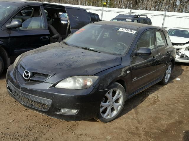 JM1BK344281872543 - 2008 MAZDA 3 HATCHBAC BLACK photo 2