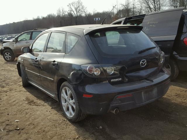 JM1BK344281872543 - 2008 MAZDA 3 HATCHBAC BLACK photo 3