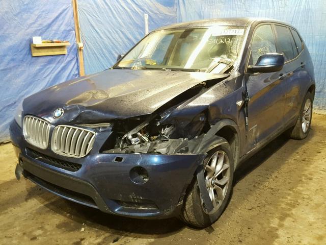 5UXWX7C57DL981601 - 2013 BMW X3 XDRIVE3 BLUE photo 2