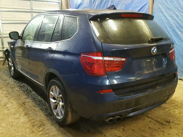 5UXWX7C57DL981601 - 2013 BMW X3 XDRIVE3 BLUE photo 3