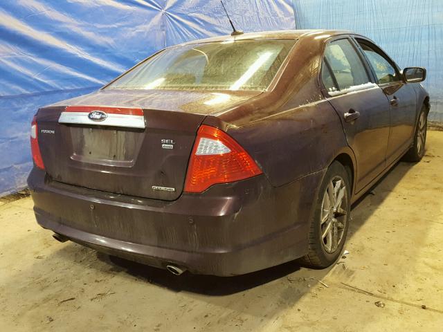 3FAHP0CGXCR289132 - 2012 FORD FUSION SEL BURGUNDY photo 4