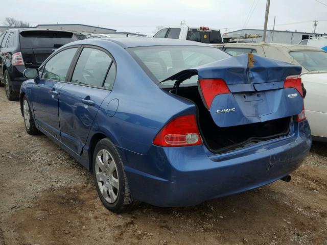 1HGFA16528L104730 - 2008 HONDA CIVIC LX BLUE photo 3