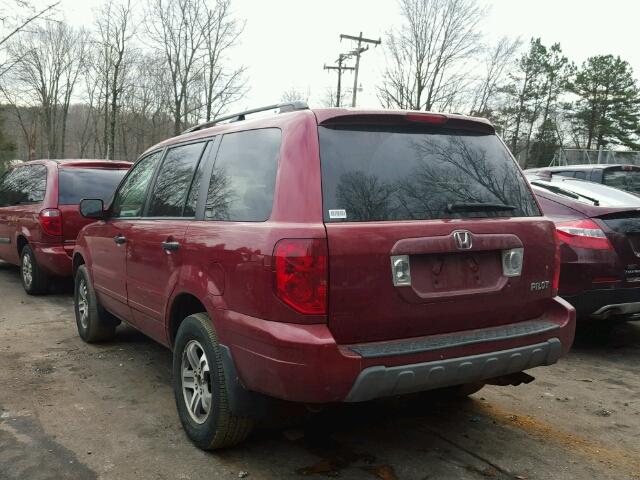 5FNYF18514B001706 - 2004 HONDA PILOT EXL RED photo 3