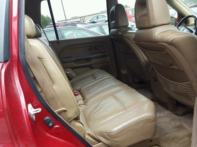 5FNYF18514B001706 - 2004 HONDA PILOT EXL RED photo 6