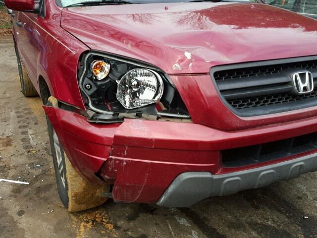 5FNYF18514B001706 - 2004 HONDA PILOT EXL RED photo 9