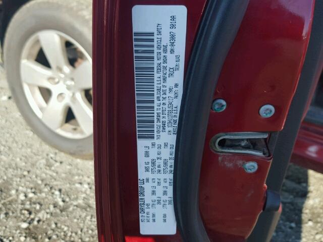 1D3HV13T69J534117 - 2009 DODGE RAM 1500 RED photo 10