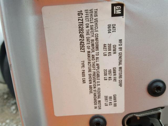 1G1ZT62824F242627 - 2004 CHEVROLET MALIBU MAX ვერცხლისფერი ფოტო 10