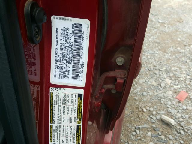 1NXBR32E86Z720507 - 2006 TOYOTA COROLLA CE RED photo 10