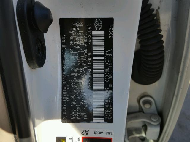 4T1BK3DB2BU413609 - 2011 TOYOTA AVALON BAS WHITE photo 10