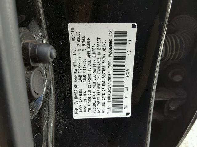 19UUA8F26AA026069 - 2010 ACURA TL BLACK photo 10