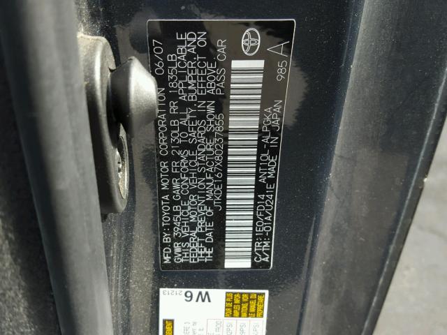 JTKDE167X80237855 - 2008 TOYOTA SCION TC 灰色 照片 10