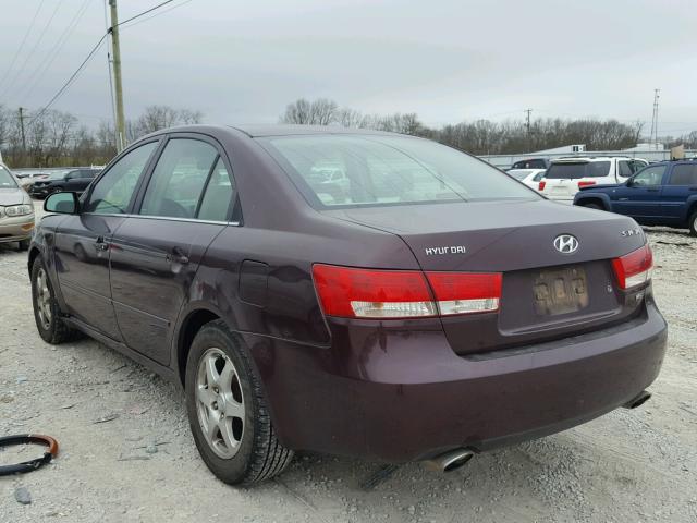 5NPEU46F76H077506 - 2006 HYUNDAI SONATA GLS BURGUNDY photo 3