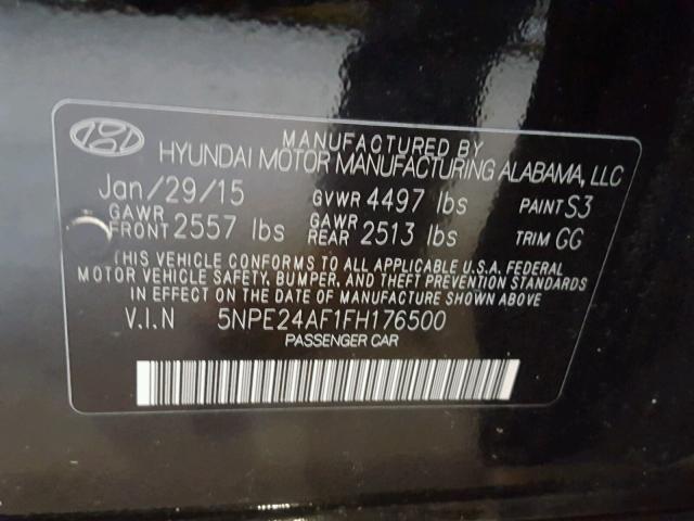 5NPE24AF1FH176500 - 2015 HYUNDAI SONATA SE SILVER photo 10