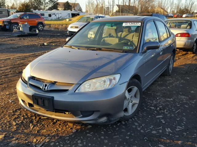 2HGES26815H526747 - 2005 HONDA CIVIC EX GRAY photo 2