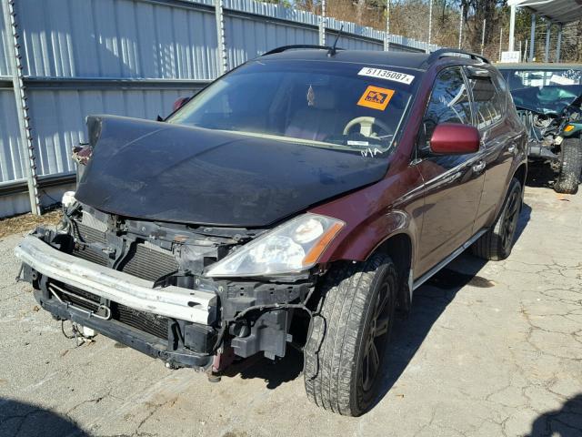 JN8AZ08T36W409970 - 2006 NISSAN MURANO SL MAROON photo 2