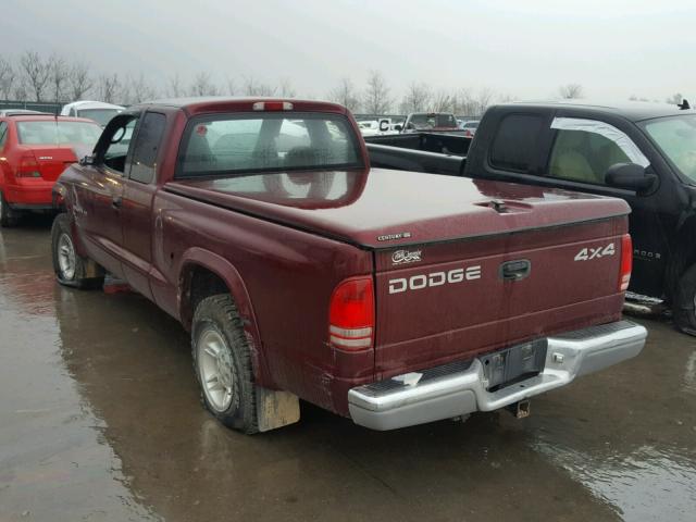 1B7GG22X2YS593506 - 2000 DODGE DAKOTA MAROON photo 3