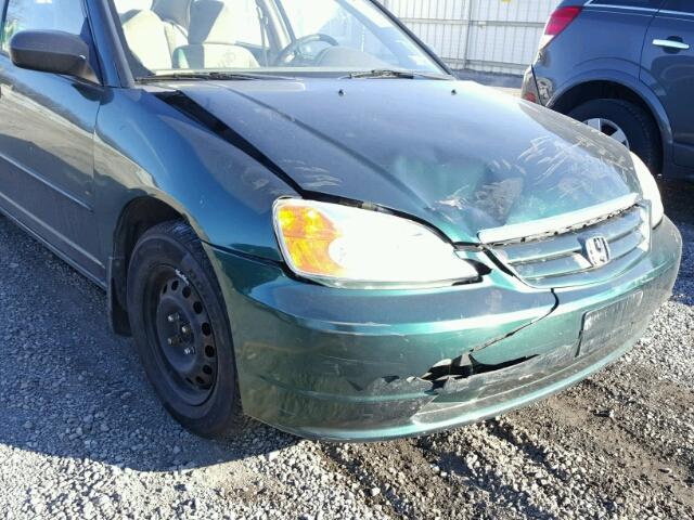 2HGES16521H613499 - 2001 HONDA CIVIC LX GREEN photo 9