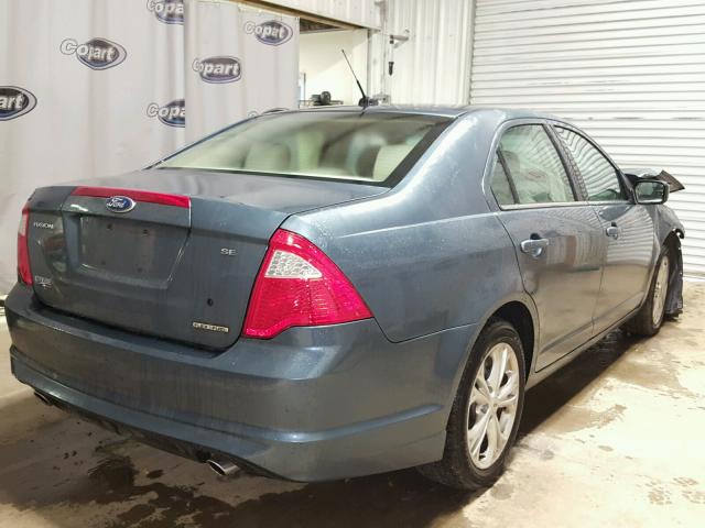 3FAHP0HG2CR260779 - 2012 FORD FUSION SE TEAL photo 4