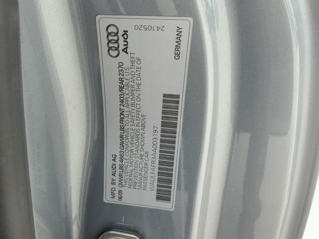 WAULFAFR3AA003197 - 2010 AUDI A5 PREMIUM GRAY photo 10