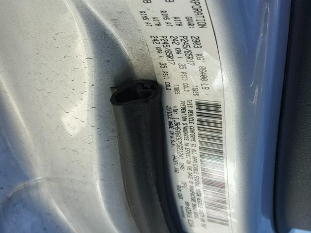 1J8HG48K67C621241 - 2007 JEEP COMMANDER ვერცხლისფერი ფოტო 10