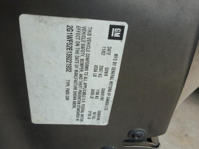 2G1WF52E139221902 - 2003 CHEVROLET IMPALA 棕色 照片 10