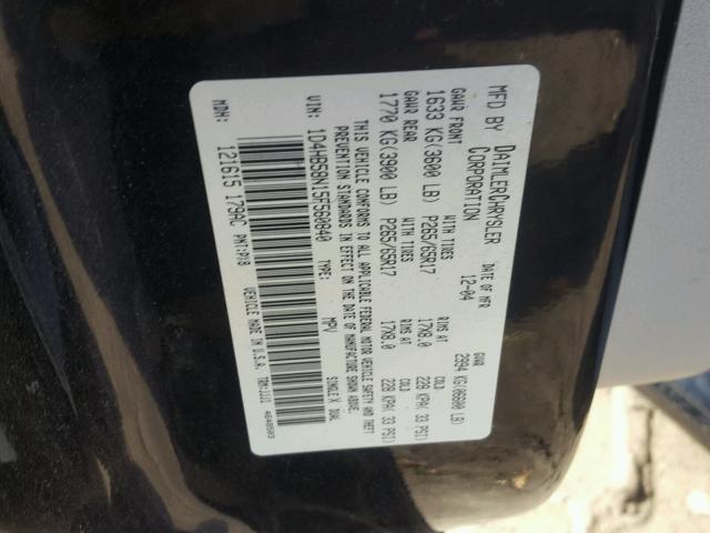 1D4HB58N15F560840 - 2005 DODGE DURANGO LI BLACK photo 10