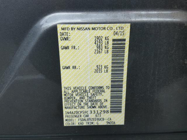 1N4AZ0CP5FC331298 - 2015 NISSAN LEAF S GRAY photo 10