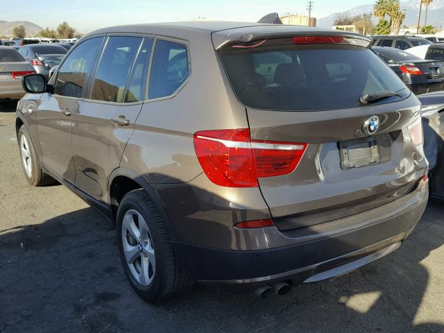 5UXWX5C53CL718797 - 2012 BMW X3 XDRIVE2 BROWN photo 3