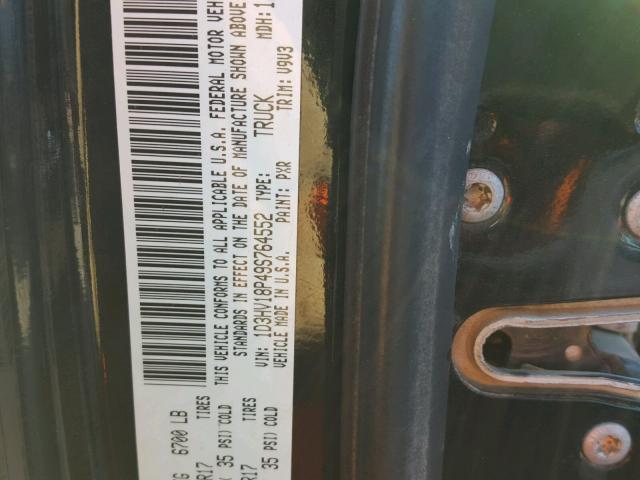 1D3HV18P49S764552 - 2009 DODGE RAM 1500 BLACK photo 10