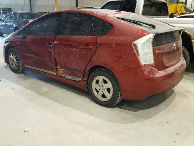 JTDKN3DU8A0150206 - 2010 TOYOTA PRIUS RED photo 3