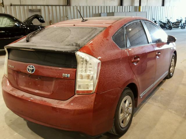 JTDKN3DU8A0150206 - 2010 TOYOTA PRIUS RED photo 4