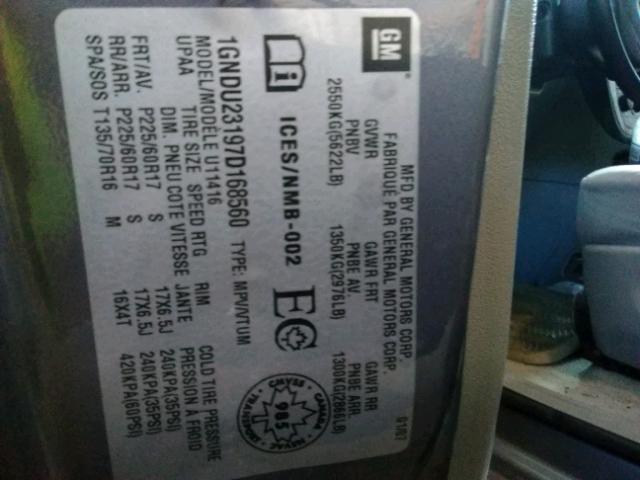 1GNDU23197D168560 - 2007 CHEVROLET UPLANDER L 灰色 照片 10