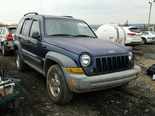 1J8GL48535W635613 - 2005 JEEP LIBERTY SP BLUE photo 1