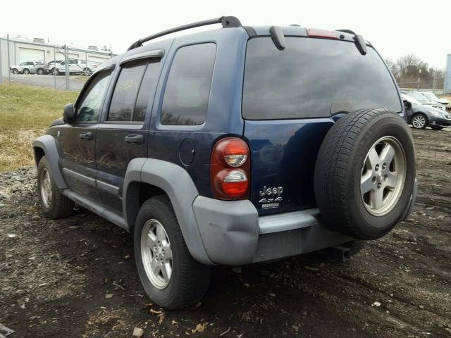 1J8GL48535W635613 - 2005 JEEP LIBERTY SP BLUE photo 3