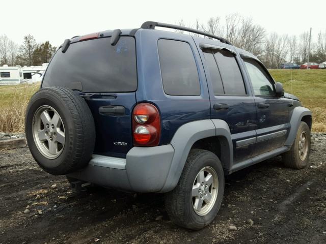 1J8GL48535W635613 - 2005 JEEP LIBERTY SP BLUE photo 4