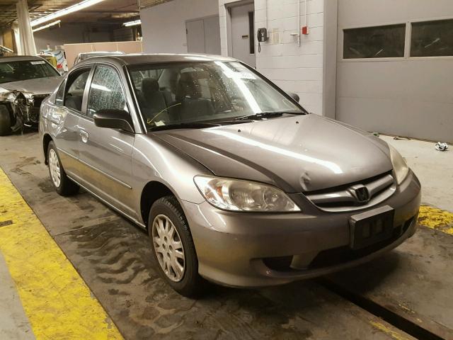 2HGES16555H617665 - 2005 HONDA CIVIC LX GRAY photo 1