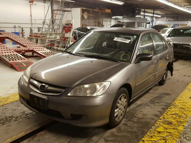 2HGES16555H617665 - 2005 HONDA CIVIC LX GRAY photo 2