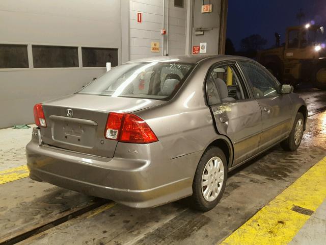 2HGES16555H617665 - 2005 HONDA CIVIC LX GRAY photo 4