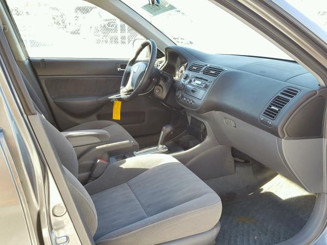 2HGES16555H617665 - 2005 HONDA CIVIC LX GRAY photo 5