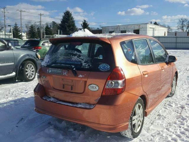 JHMGD37678S056076 - 2008 HONDA FIT SPORT ORANGE photo 4