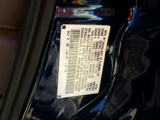 5FNRL18974B133336 - 2004 HONDA ODYSSEY EX BLUE photo 10