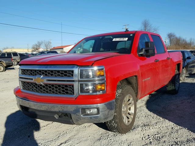 3GCUKREC1EG137762 - 2014 CHEVROLET SILVERADO RED photo 2